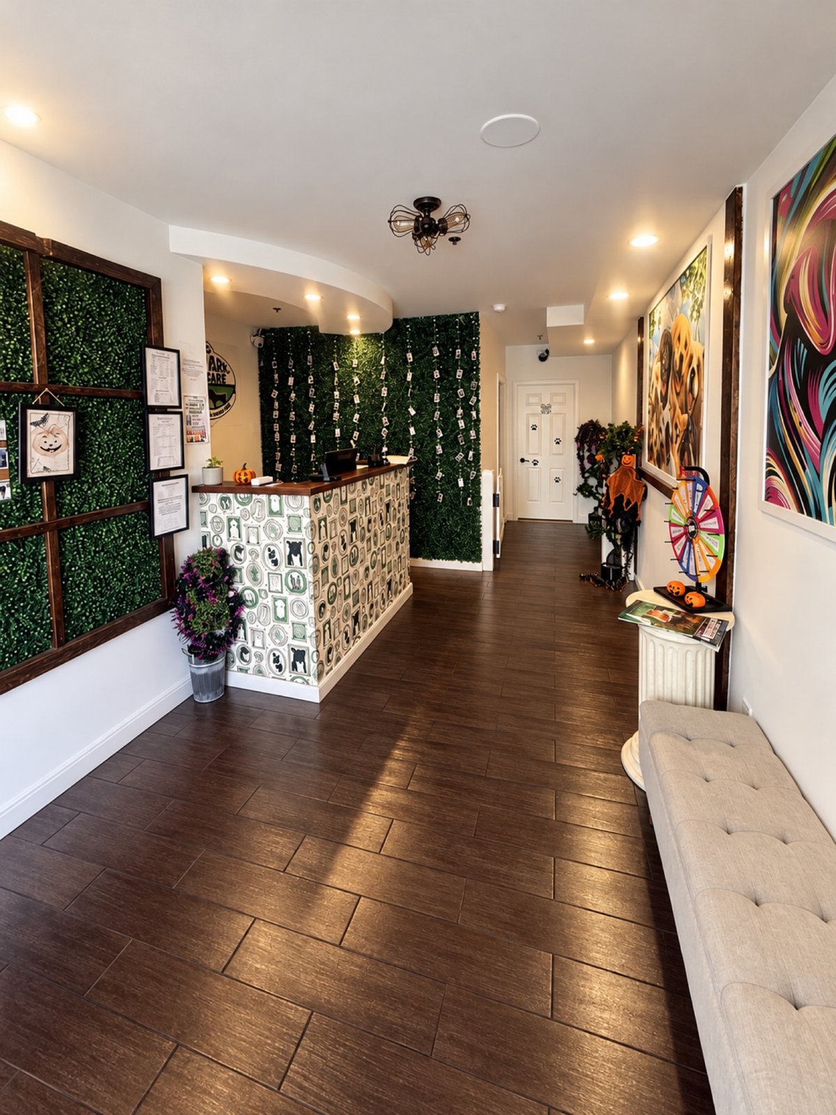 Reception and lobby at Dog Park Day Care