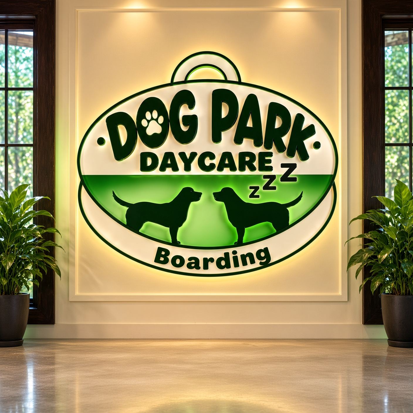 Dog Park Daycare boarding sign